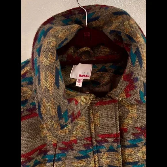 BONGO L Western Tribal Aztec pattern jacket coat - Picture 3 of 7